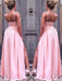 A-Line/Princess Sleeveless Straps Floor-Length Ruched Silk like Satin Dresses - Prom Dresses