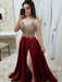 A-Line/Princess Sleeveless Straps Sweep/Brush Train Beading Satin Dresses - Prom Dresses