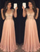 A-Line/Princess Sleeveless V-neck Chiffon Paillette Floor-Length Dresses - Prom Dresses