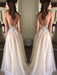 A-Line/Princess Spaghetti Straps Sleeveless Sweep/Brush Train Applique Chiffon Dresses - Prom Dresses