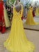 A-line/Princess Straps Sleeveless Beading Sweep/Brush Train Chiffon Dresses - Prom Dresses