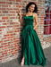 A-Line/Princess Straps Sleeveless Sweep/Brush Train Ruffles Silk like Satin Dresses - Prom Dresses