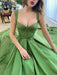 A-Line/Princess Sweep/Brush Train Straps Sleeveless Satin Ruffles Dresses - Prom Dresses
