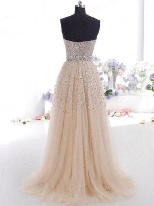 A-Line/Princess Sweetheart Tulle Sleeveless Sweep/Brush Train Dresses - Prom Dresses