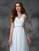 A-line/Princess V-neck Beading Sleeveless Long Chiffon Dresses - Prom Dresses