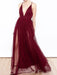 A-Line/Princess V-neck Floor-Length Ruffles Tulle Dresses - Prom Dresses