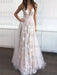 A-Line/Princess V-neck Floor-Length Tulle Sleeveless Applique Dresses - Prom Dresses
