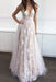 A-Line/Princess V-neck Floor-Length Tulle Sleeveless Applique Dresses - Prom Dresses