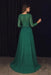 A-Line/Princess V-Neck Long Sleeves Sweep/Brush Train Lace Chiffon Dresses - Prom Dresses