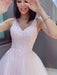 A-Line/Princess V-neck Sleeveless Applique Tulle Floor-Length Dresses - Prom Dresses