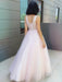 A-Line/Princess V-neck Sleeveless Applique Tulle Floor-Length Dresses - Prom Dresses