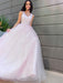 A-Line/Princess V-neck Sleeveless Applique Tulle Floor-Length Dresses - Prom Dresses