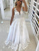 A-Line/Princess V-Neck Sleeveless Floor-Length Lace Tulle Dresses - Prom Dresses