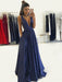 A-Line/Princess V-neck Sleeveless Floor-Length Taffeta Dresses - Prom Dresses