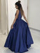 A-Line/Princess V-neck Sleeveless Floor-Length Taffeta Dresses - Prom Dresses
