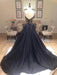 A-Line/Princess V-neck Sleeveless Sweep/Brush Train Taffeta Dresses - Prom Dresses