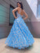 A-Line/Princess V-neck Tulle Applique Floor-Length Sleeveless Dresses - Prom Dresses