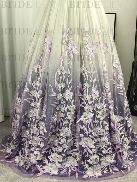 A-Line/Princess V-neck Tulle Applique Sleeveless Floor-Length Dresses - Prom Dresses