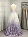 A-Line/Princess V-neck Tulle Applique Sleeveless Floor-Length Dresses - Prom Dresses