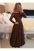 A-Line Sheer Neckline Prom Dresses Floor Length Long Sleeves Evening Dress - Prom Dresses