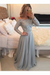 A-Line Prom Dresses Floor Length Long Sleeves Evening Dress - Prom Dresses
