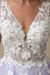 A-Line Purple Tulle V-neck Floor Length Prom Dress with White Appliques - Prom Dresses