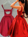 Bridelily A-Line Satin Scoop Sleeveless Short/Mini With Sash/Ribbon/Belt Dresses - Prom Dresses