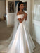 vintage wedding dresses 2021 off the shoulder short sleeve a line satin traditional bridal gowns with sweep train