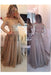 A-Line Sheer Neckline Prom Dresses Floor Length Long Sleeves Evening Dress - Prom Dresses