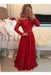 A-Line Sheer Neckline Prom Dresses Floor Length Long Sleeves Evening Dress - Prom Dresses