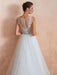 Wedding Dress 2021 A Line Sleeveless Lace Floor Length Tulle Bridal Gowns With Train