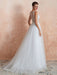 Wedding Dress 2021 A Line Sleeveless Lace Floor Length Tulle Bridal Gowns With Train
