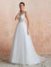Wedding Dress 2021 A Line Sleeveless Lace Floor Length Tulle Bridal Gowns With Train
