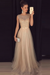 Champagne A-line Sleeveless Tulle Sequined Long Formal Dress Prom Dresses - Prom Dresses