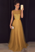 Gold A-line Sleeveless Tulle Sequined Long Formal Dress Prom Dresses - Prom Dresses