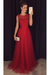 red  A-line Sleeveless Tulle Sequined Long Formal Dress Prom Dresses - Prom Dresses