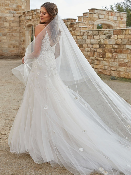 White Wedding Dress Chapel Train A-Line Sleeveless Matte Satin V-Neck Lace Tulle Bridal Dresses