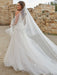 White Wedding Dress Chapel Train A-Line Sleeveless Matte Satin V-Neck Lace Tulle Bridal Dresses