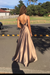 Spaghetti Straps Deep V Neck Sleeveless A Line Prom Dress Satin with Ruffles