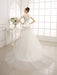 Ivory A-Line Sweep Bridal Wedding Dress with Off-The-Shoulder Ruffles misshow