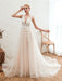 Wedding Dress 2021 V Neck Sleeveless A Line Tulle Bridal Gowns With Train