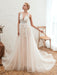 Wedding Dress 2021 V Neck Sleeveless A Line Tulle Bridal Gowns With Train