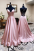 Dusty Rose Open Back V Neck  Formal Graduation Evening Dresses