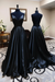 Black Open Back V Neck Formal Graduation Evening Dresses