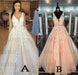 A-line V Neck Sexy Lace Appliques Long Wedding Dress - Wedding Dresses