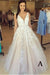 A-line V Neck Sexy Lace Appliques Long Wedding Dress - Wedding Dresses