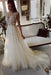 A-Line V-Neck Tulle Lace Wedding Dress with Applique - wedding dresses