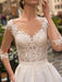 wedding dresses 2021 a line v neck half sleeve floor length lace appliqued satin vintage bridal gown with train