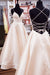 A Line V Neck Yellow Satin Prom Dress with Cross Back Backless Evening Dress - Dress
