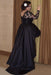 Affordable Awesome Exquisite Black High-low Scoop Plus Size Long Sleeve Satin Prom Dress with Lace Top - Prom Dresses